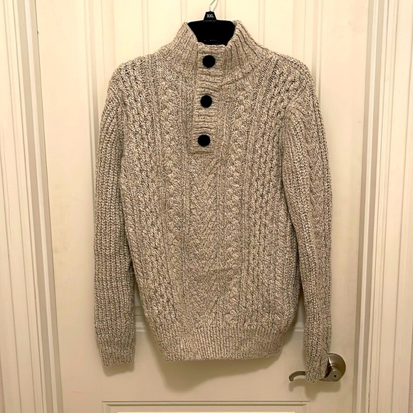 Super dry JPN wool blend women’s sz S heavy cable knit gray heather sweater - Picture 1 of 17